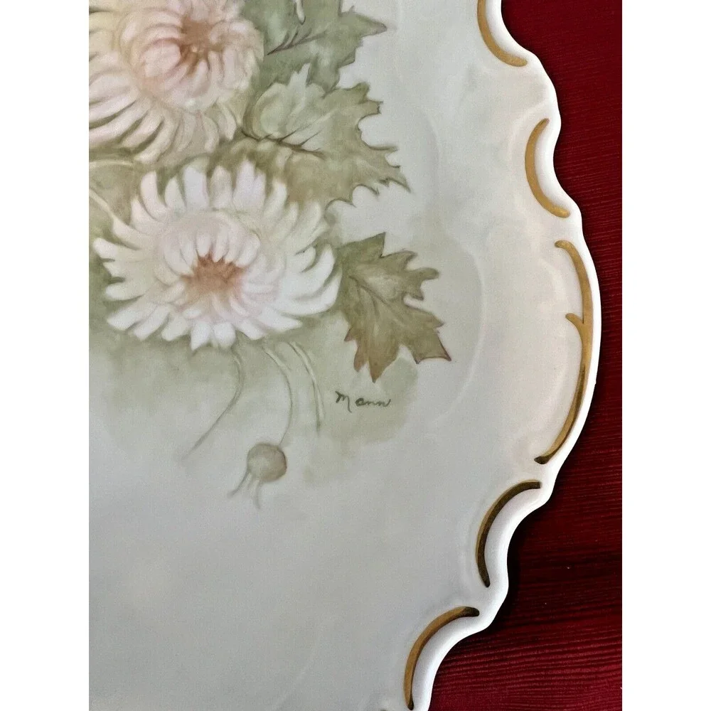 Reichenback German FINE CHINA Floral Hand Painted Mumm Serving Platter Vintage